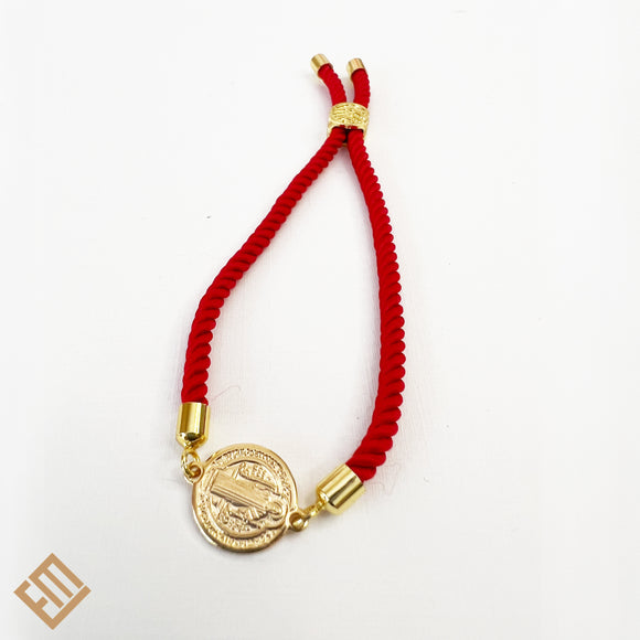 Saint Benedict Gold Plated with Red Cord Bracelet