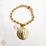 Saint Benedict Bracelet with Pearl Pendant
