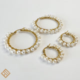 Baroque Pearl and Gold Hoop Earrings