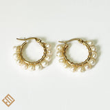 Baroque Pearl and Gold Hoop Earrings