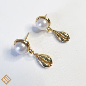 Seashell Earrings with Pearls or Gold