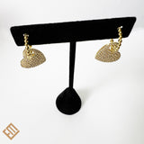 Micro Paved Heart Drop Earring