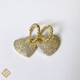 Micro Paved Heart Drop Earring