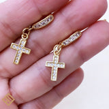 Cross Hoop Zirconia Earrings