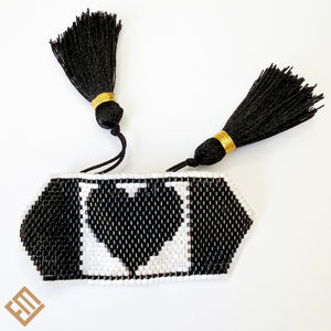 Miyuki Black Heart Tassel Bracelet