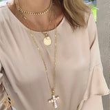 Pearl Cross Gold Necklace and Pendant