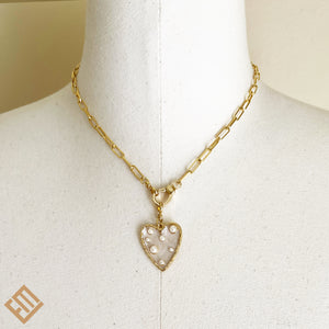 Necklace with Heart and Pearl pendant