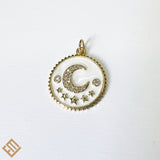 Moon and Star Enamel Pendant