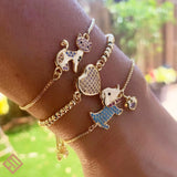 Stone Cat Charm Bracelet