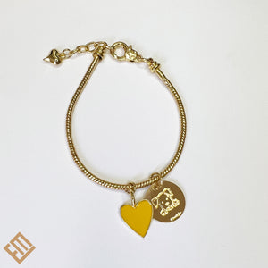 Pet and Yellow Heart Charm Bracelet