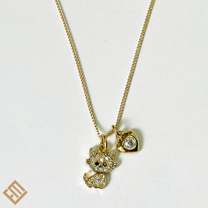 Cat & Heart Pendant Necklace