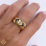 Multicolor Line Crystal Ring