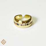 Multicolor Line Crystal Ring