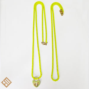 Summer Neon Green Necklace with lock pendant