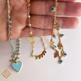 Turquoise Anklet Bracelet & Heart Pendant