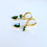 Double Heart  Green Earrings